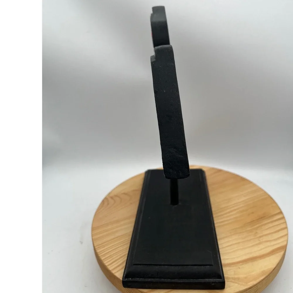 Painted Wooden Horse Folk Art Figurine on Black Pedestal Stand Pier 1